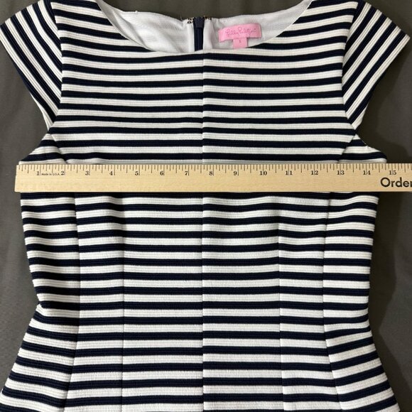 Lilly Pulitzer Dress Women's Small Briella Ottoman Stripe Cap Sleeve Zip Back - Picture 15 of 16